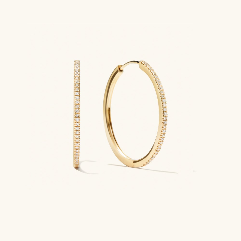 Mejuri Pavé Diamond Large Hoops - 14k Yellow Gold