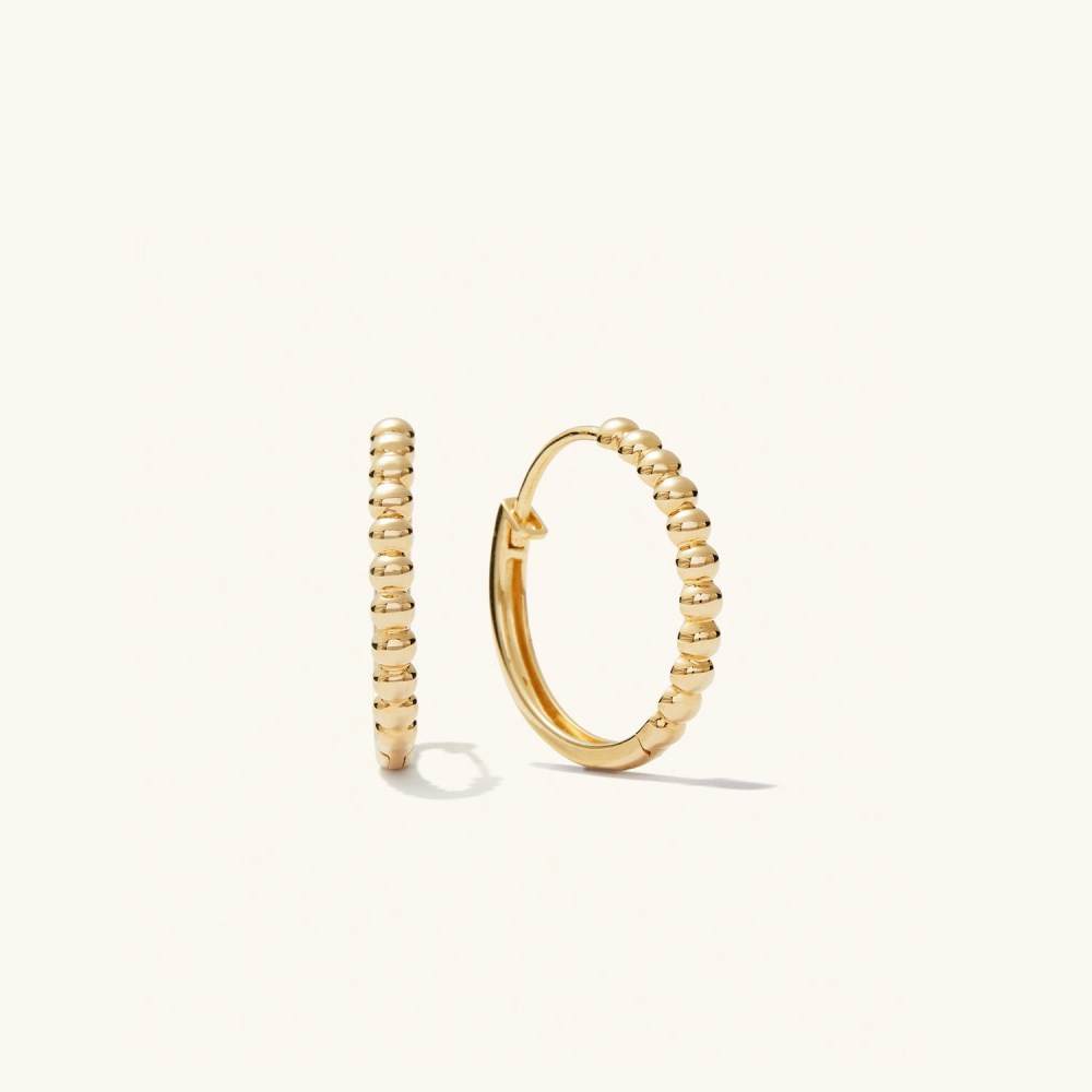 Mejuri Beaded Medium Hoops - 14k Yellow Gold Mejuri Beaded Medium Hoops - 14k Yellow Gold