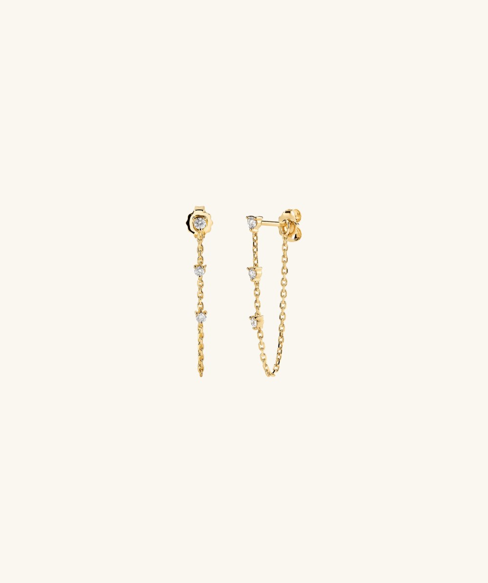 Mejuri Mini Diamond Chain Studs - 14k Yellow Gold