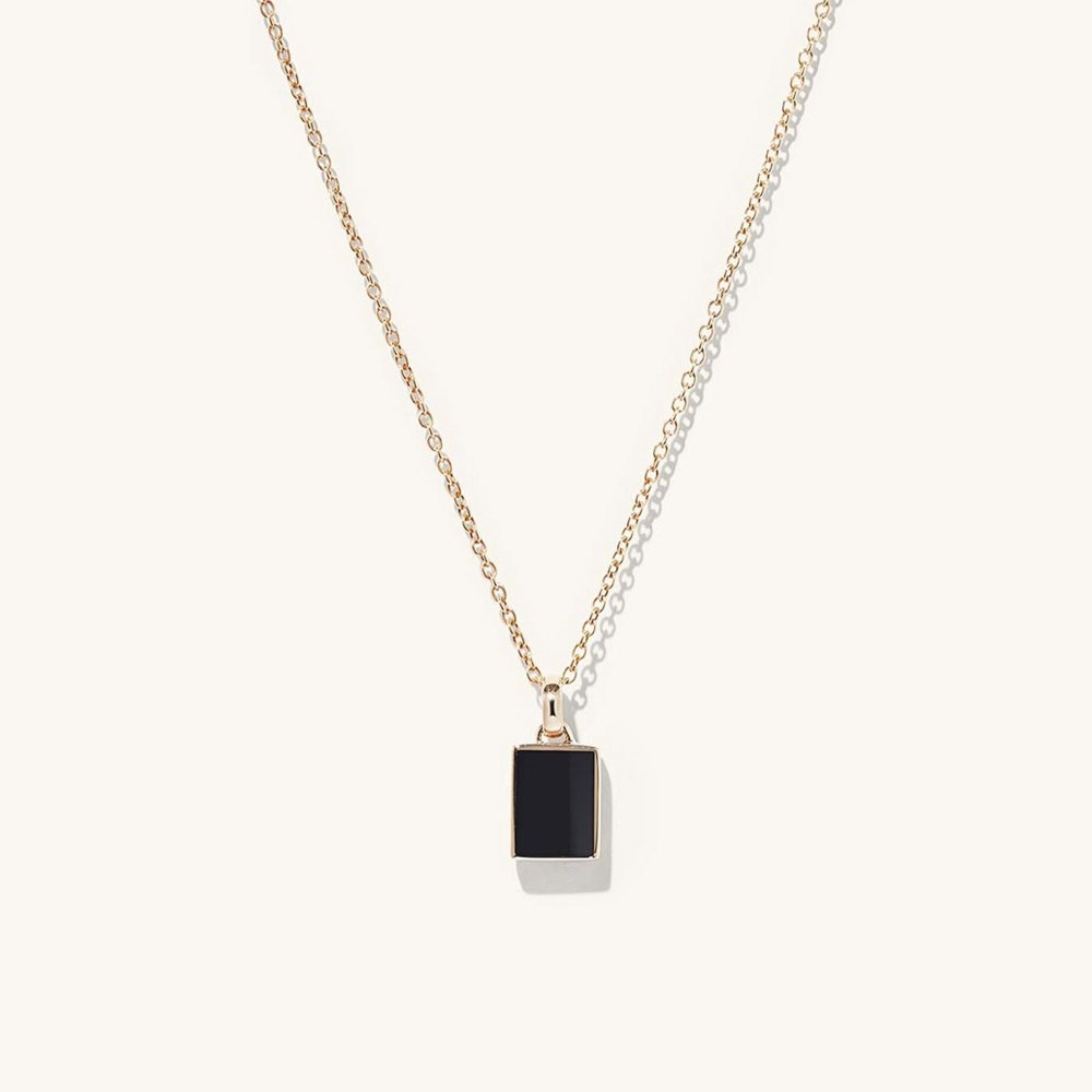 Mejuri Black Onyx Pendant Necklace - 14k Yellow Gold