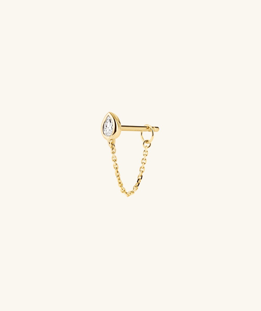 Mejuri Lab Grown Diamond Pear Chain Stud - 14k Yellow Gold Mejuri Lab Grown Diamond Pear Chain Stud - 14k Yellow Gold