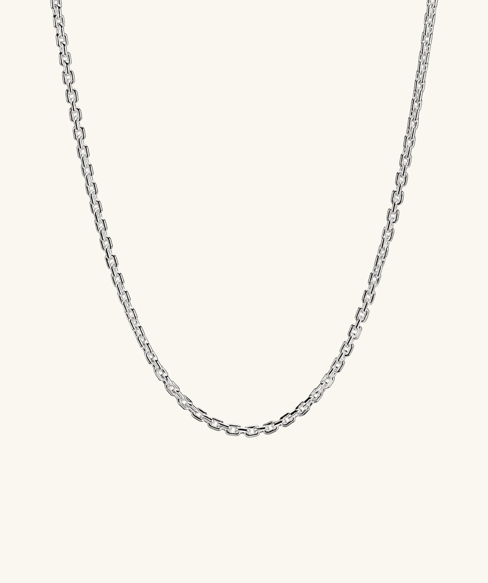 Mejuri Trace Rectangle Chain Necklace - Sterling Silver