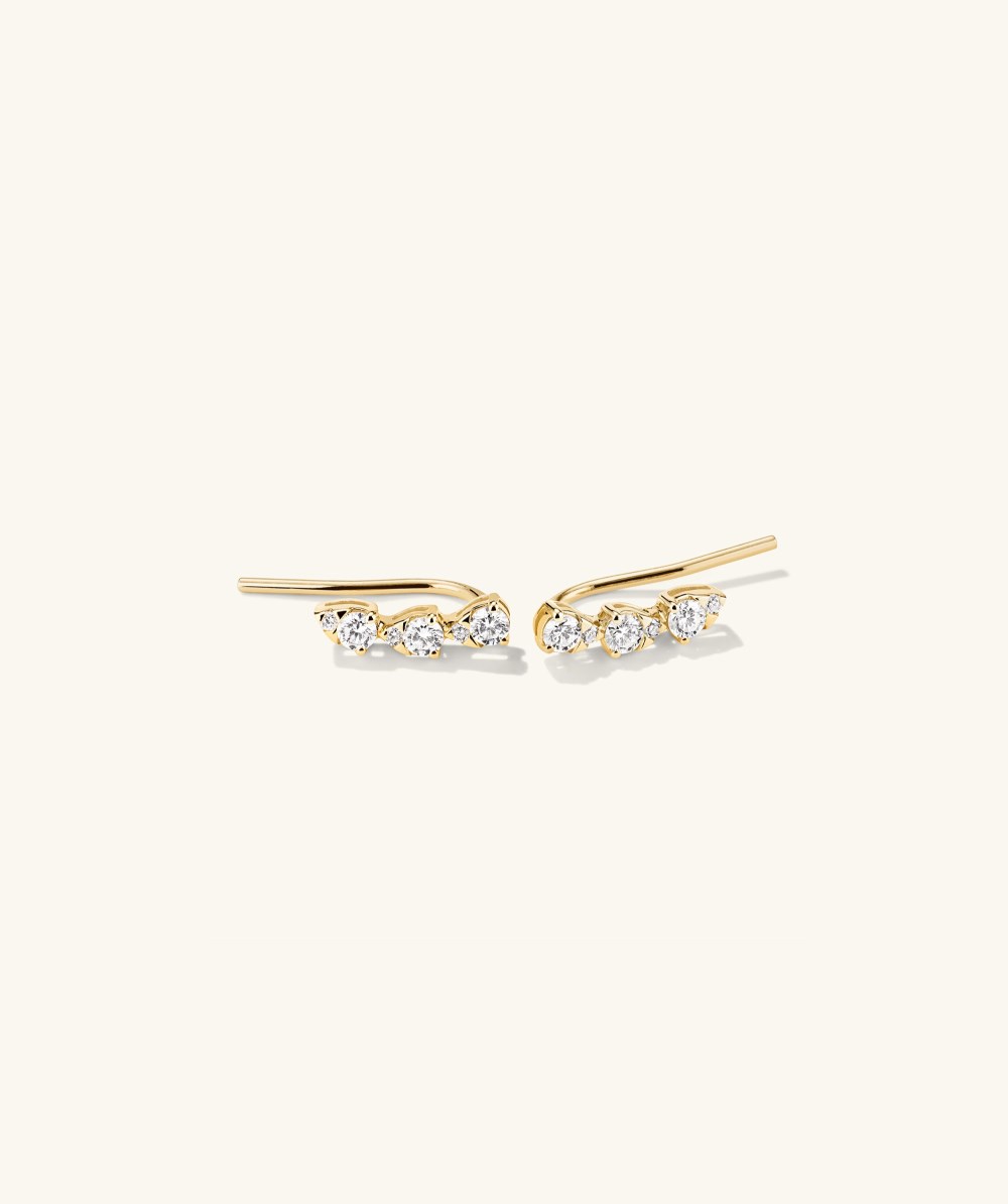 Mejuri Lab Grown Diamond Pear Climber Studs - 14k Yellow Gold