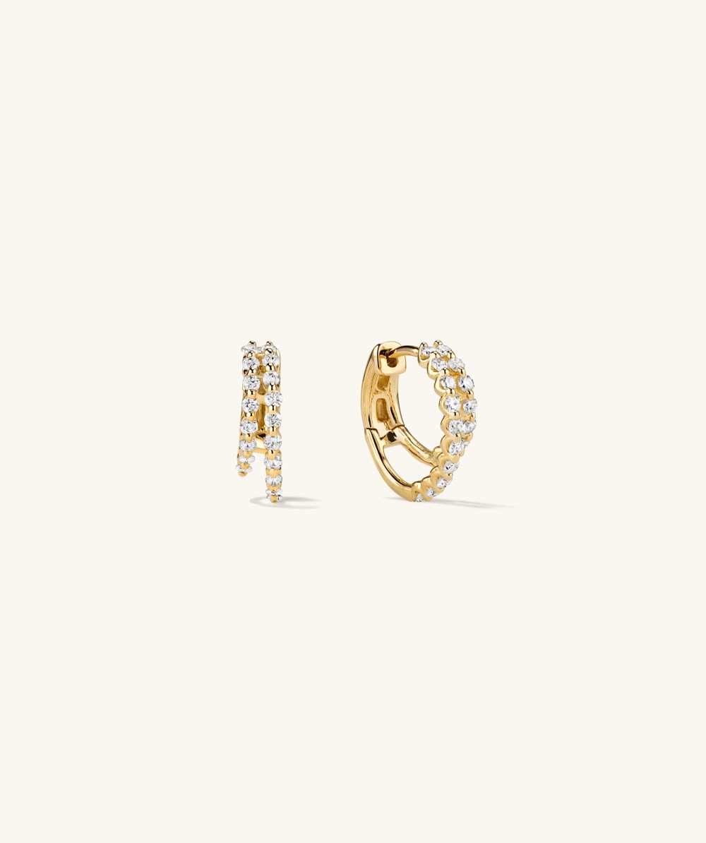 Mejuri Lace Diamond Duo Hoops - 14k Yellow Gold