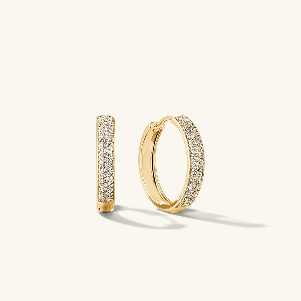 Mejuri Bold Pavé Diamond Medium Hoops - 14k White Gold