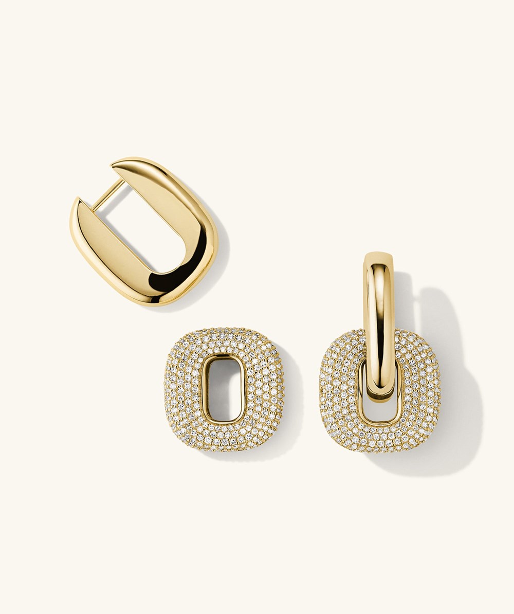 Mejuri Pavé Diamond Stevie Hoops - 14k Yellow Gold