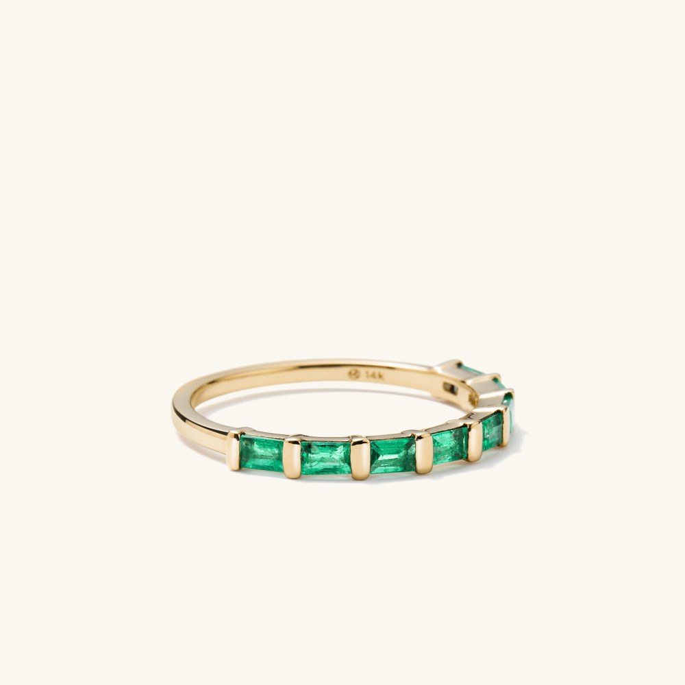 Mejuri Baguette Emerald Half Eternity Band - 14k Yellow Gold