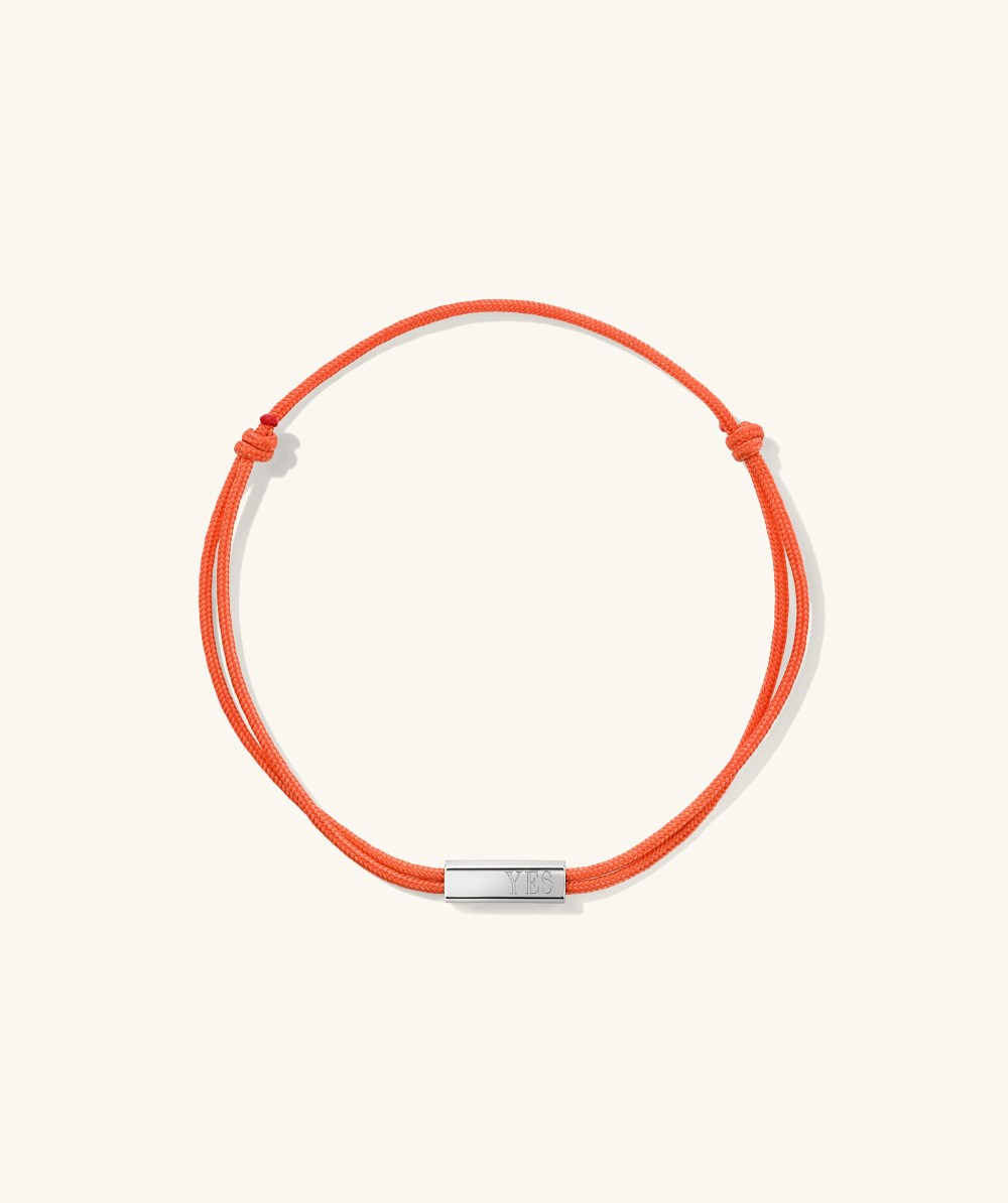 Mejuri Bar Cord Bracelet - Sterling Silver, Orange Cord