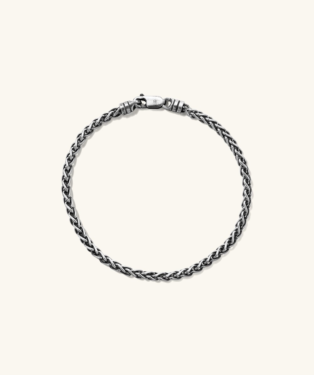 Mejuri 3.3mm Wheat Chain Bracelet - Oxidized Sterling Silver