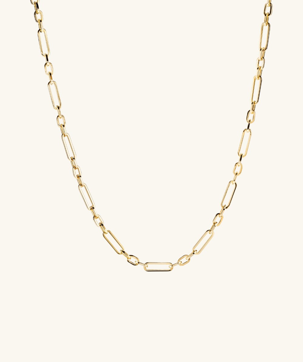 Mejuri Triple Link Paperclip Chain Charm Necklace - 14k Yellow Gold