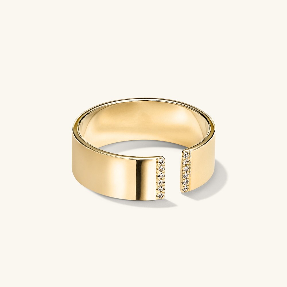 Mejuri Beam Pavé Diamond Open Cigar Band - 14k Yellow Gold