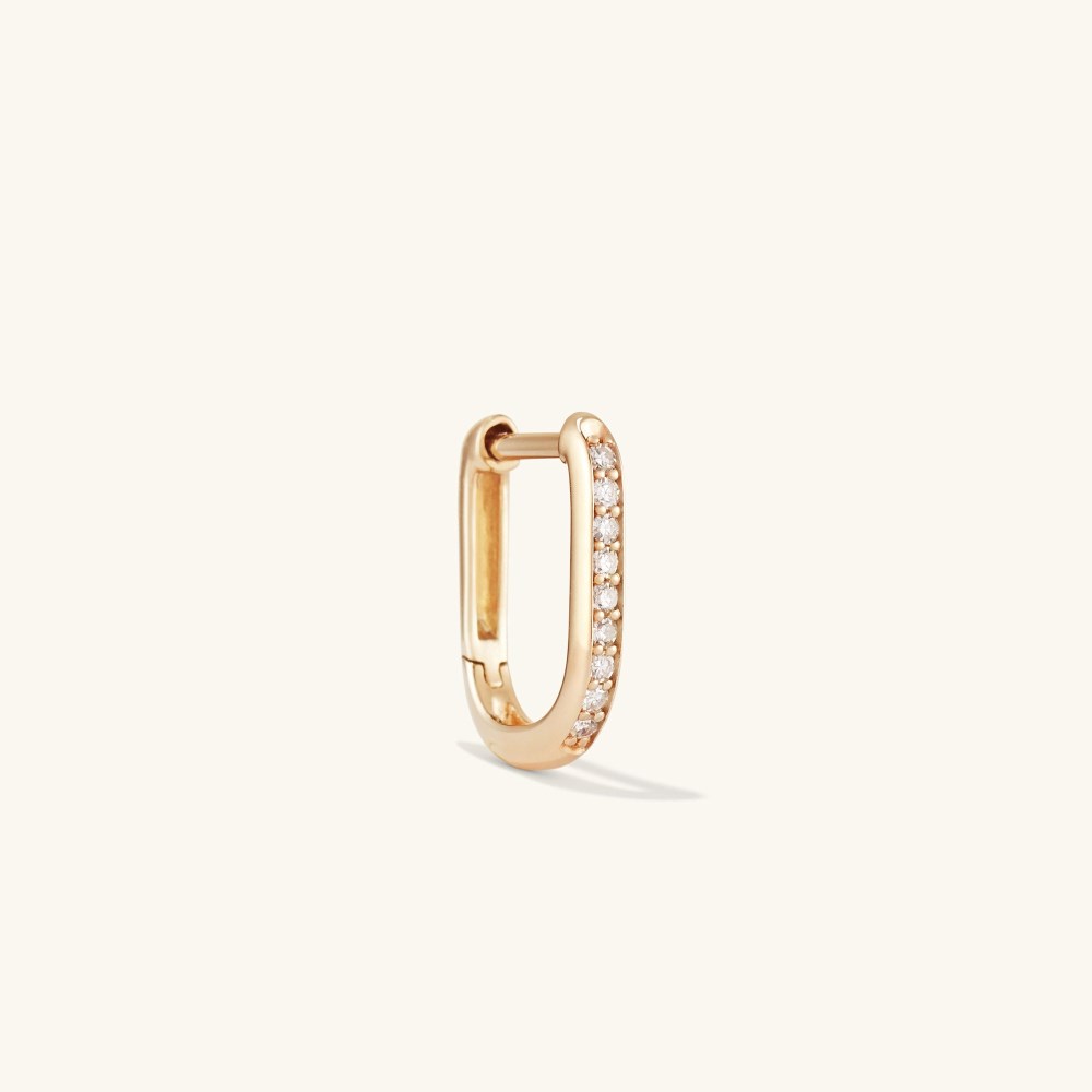 Mejuri Single Pavé Diamond Huggie U Hoop - 14k Yellow Gold Mejuri Single Pavé Diamond Huggie U Hoop - 14k Yellow Gold