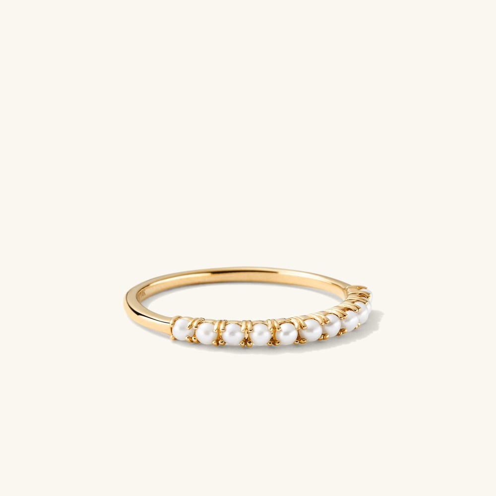 Mejuri Pearl Half Eternity Ring - 14k Yellow Gold