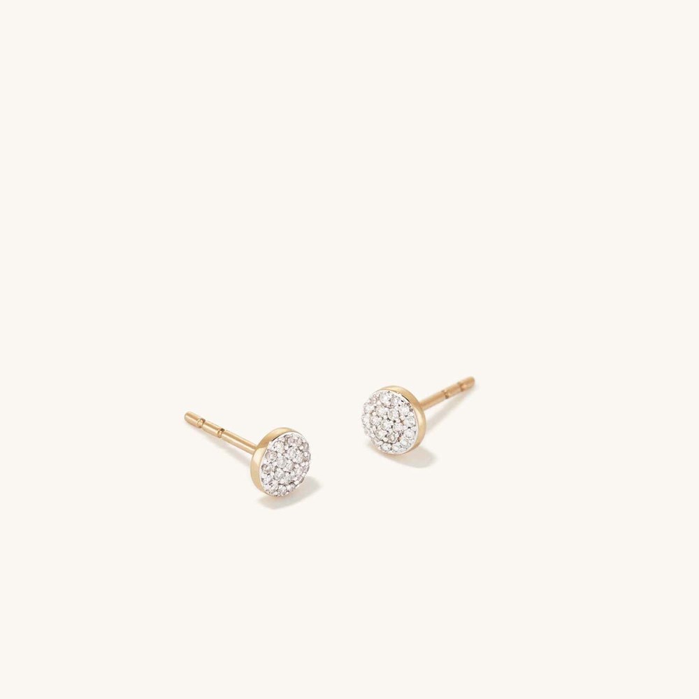 Mejuri Pavé Diamond Round Studs - 14k Yellow Gold