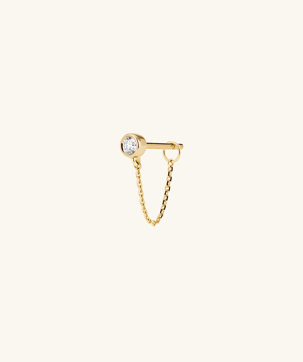 Mejuri Lab Grown Diamond Round Chain Stud - 14k Yellow Gold Mejuri Lab Grown Diamond Round Chain Stud - 14k Yellow Gold