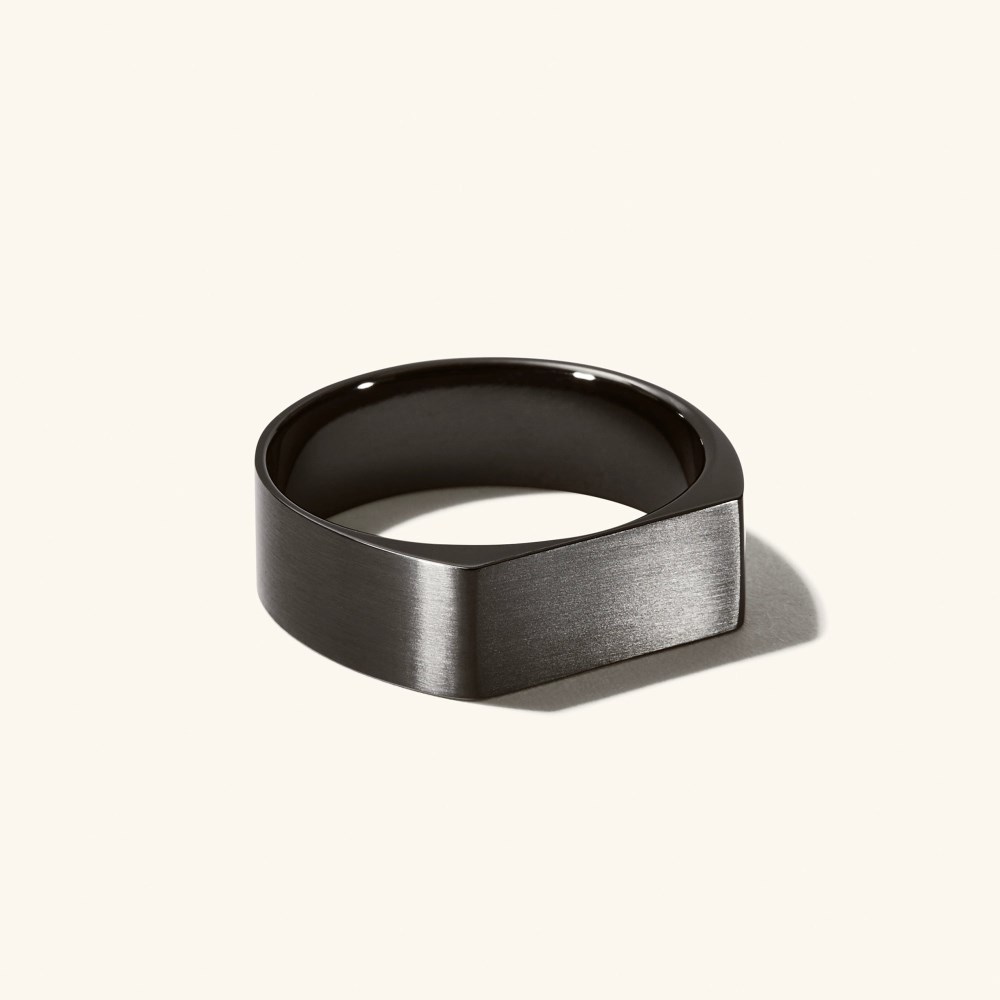 Mejuri Slim Rectangular Signet Ring - Black Titanium