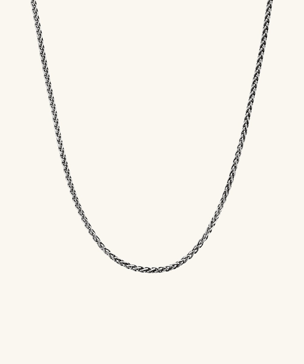 Mejuri 2.4mm Wheat Chain Necklace - Oxidized Sterling Silver Mejuri 2.4mm Wheat Chain Necklace - Oxidized Sterling Silver