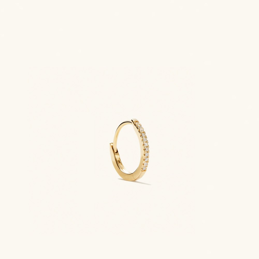 Mejuri Pavé Diamond Huggie Hoops - 14k Yellow Gold