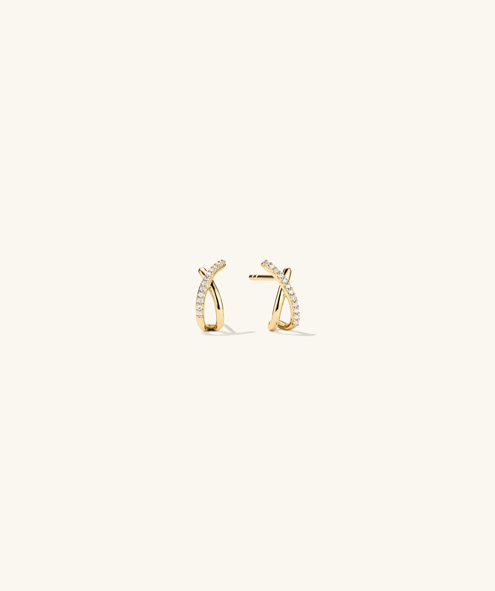 Mejuri Pavé Diamond X Studs - 14k Yellow Gold